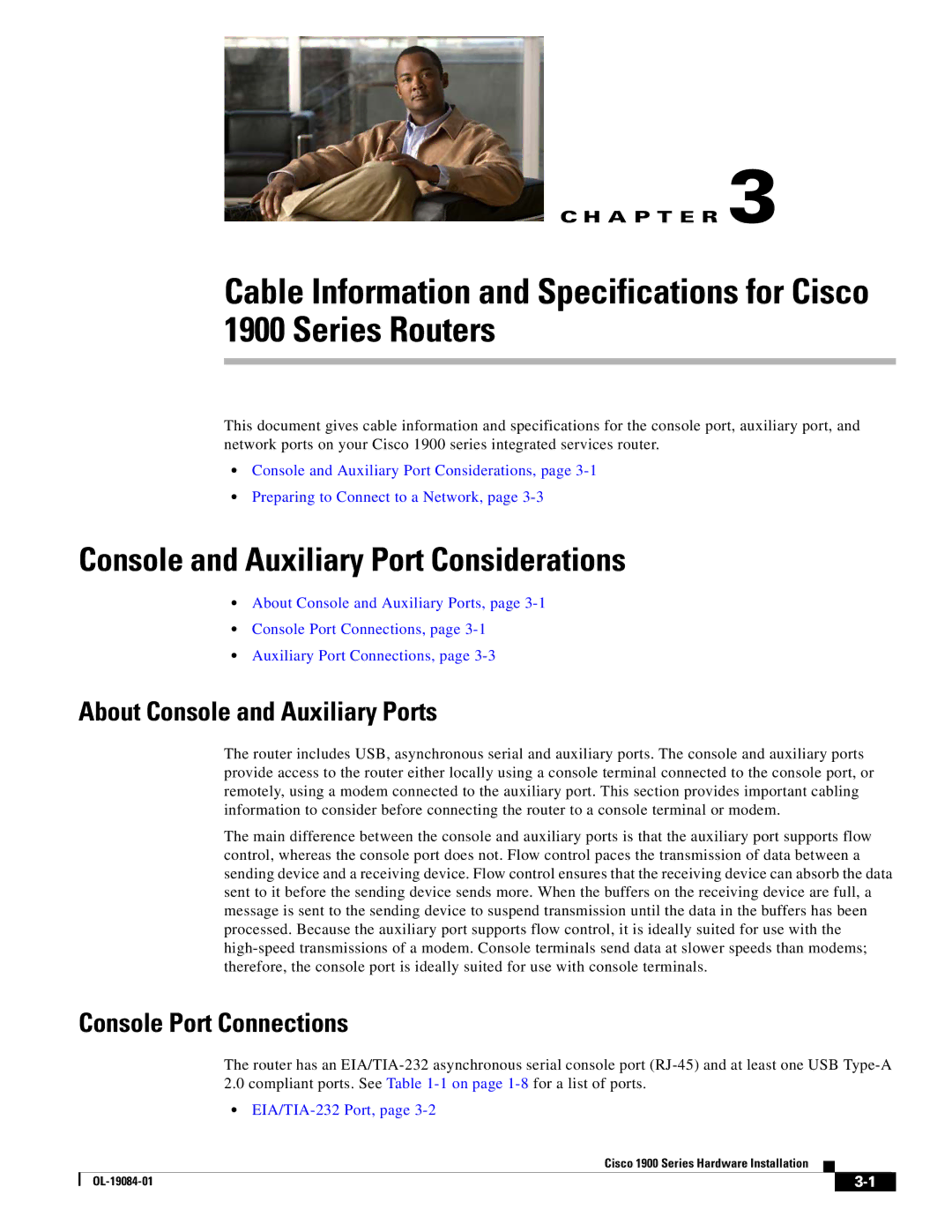 Cisco Systems 1900 Series manual Console and Auxiliary Port Considerations, About Console and Auxiliary Ports 