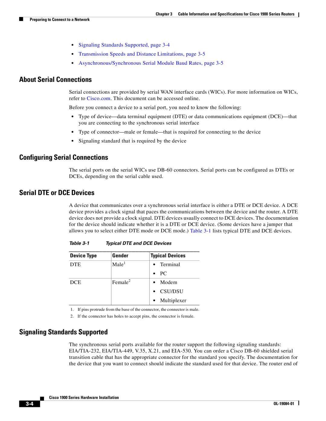 Cisco Systems 1900 Series manual About Serial Connections, Configuring Serial Connections, Serial DTE or DCE Devices 