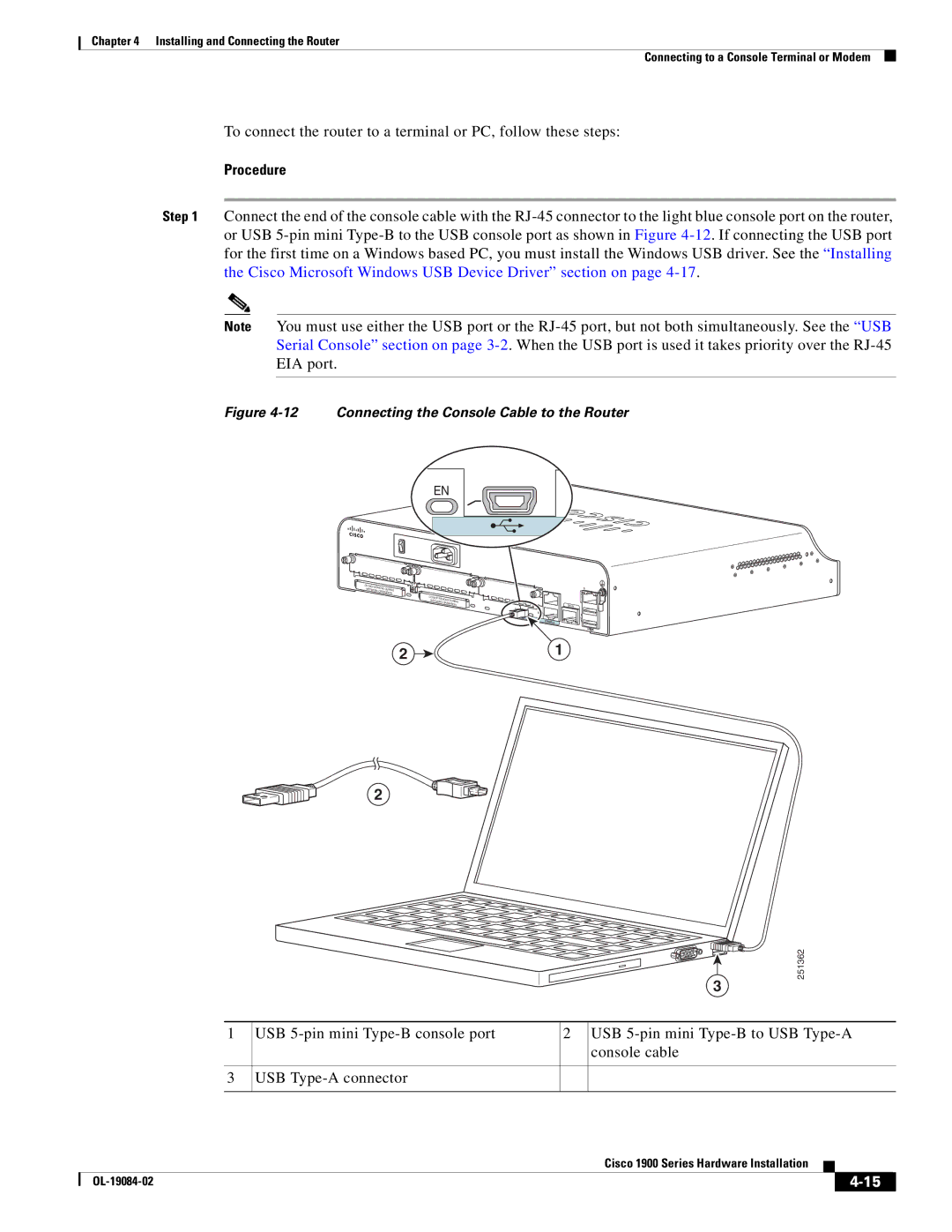 Cisco Systems 1900 Series manual Connecting the Console Cable to the Router 