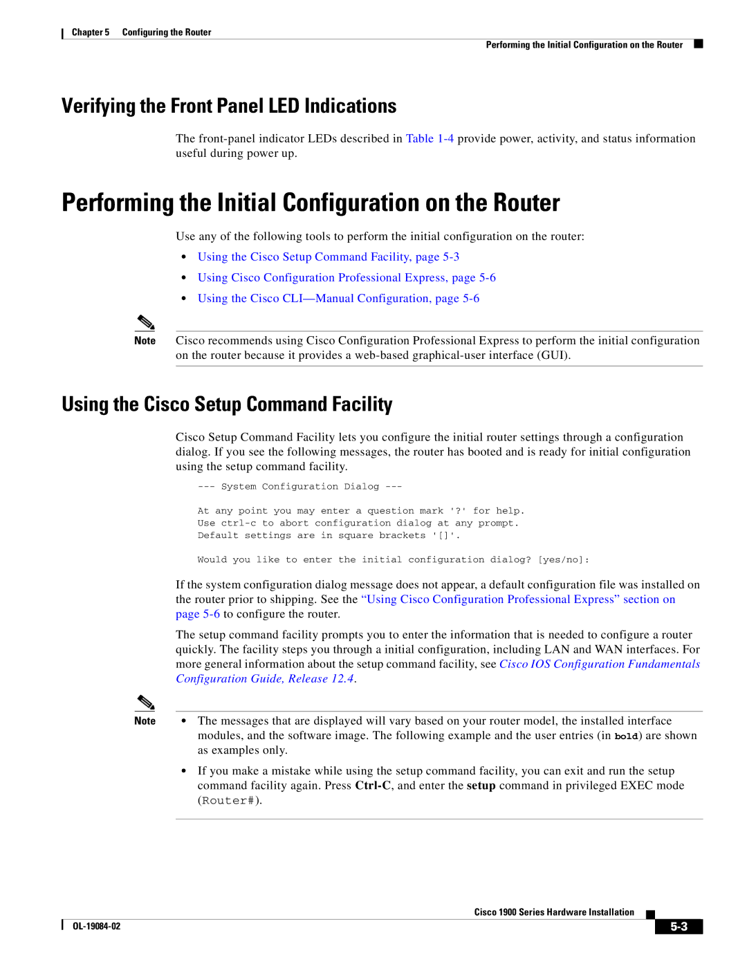 Cisco Systems 1900 Series Performing the Initial Configuration on the Router, Verifying the Front Panel LED Indications 