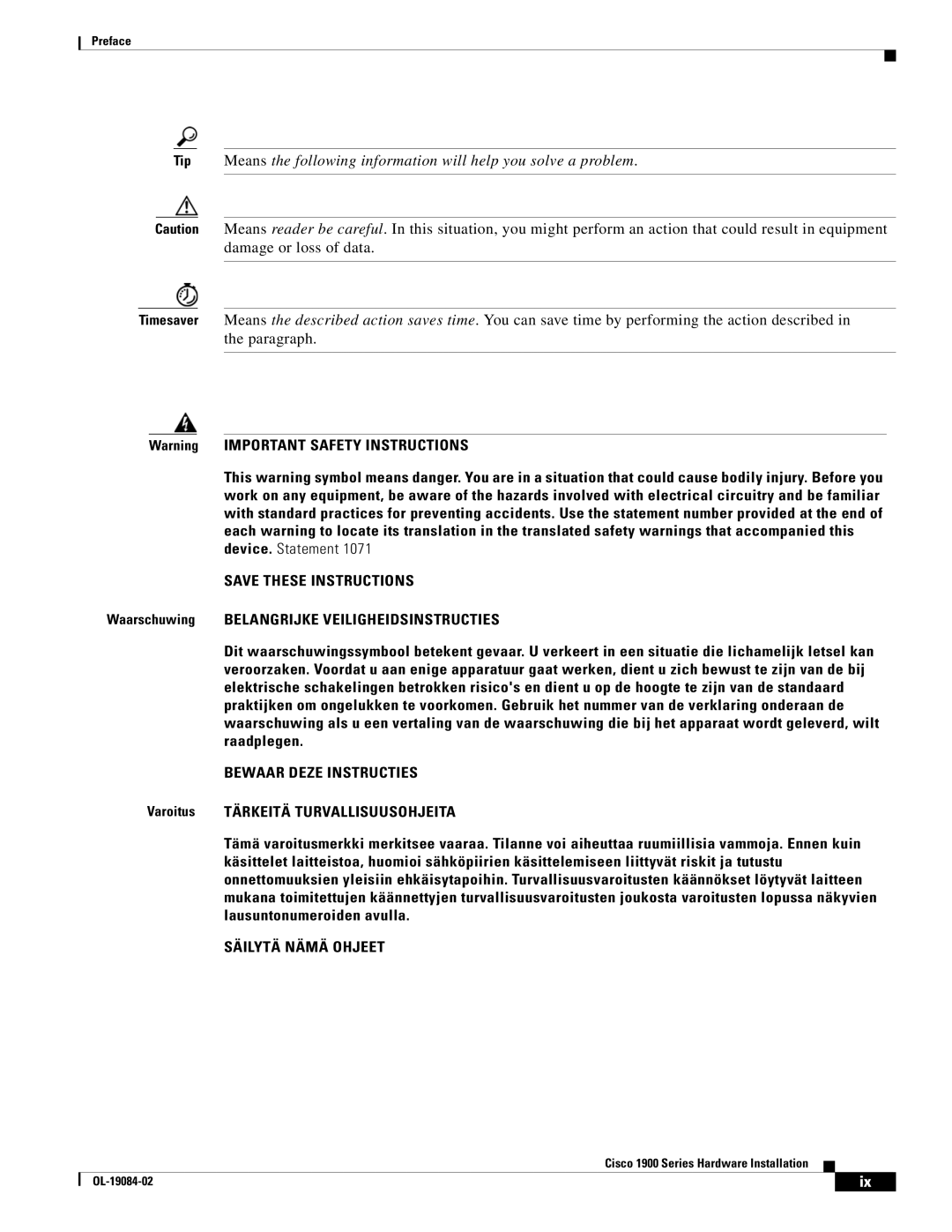 Cisco Systems 1900 Series manual Bewaar Deze Instructies 