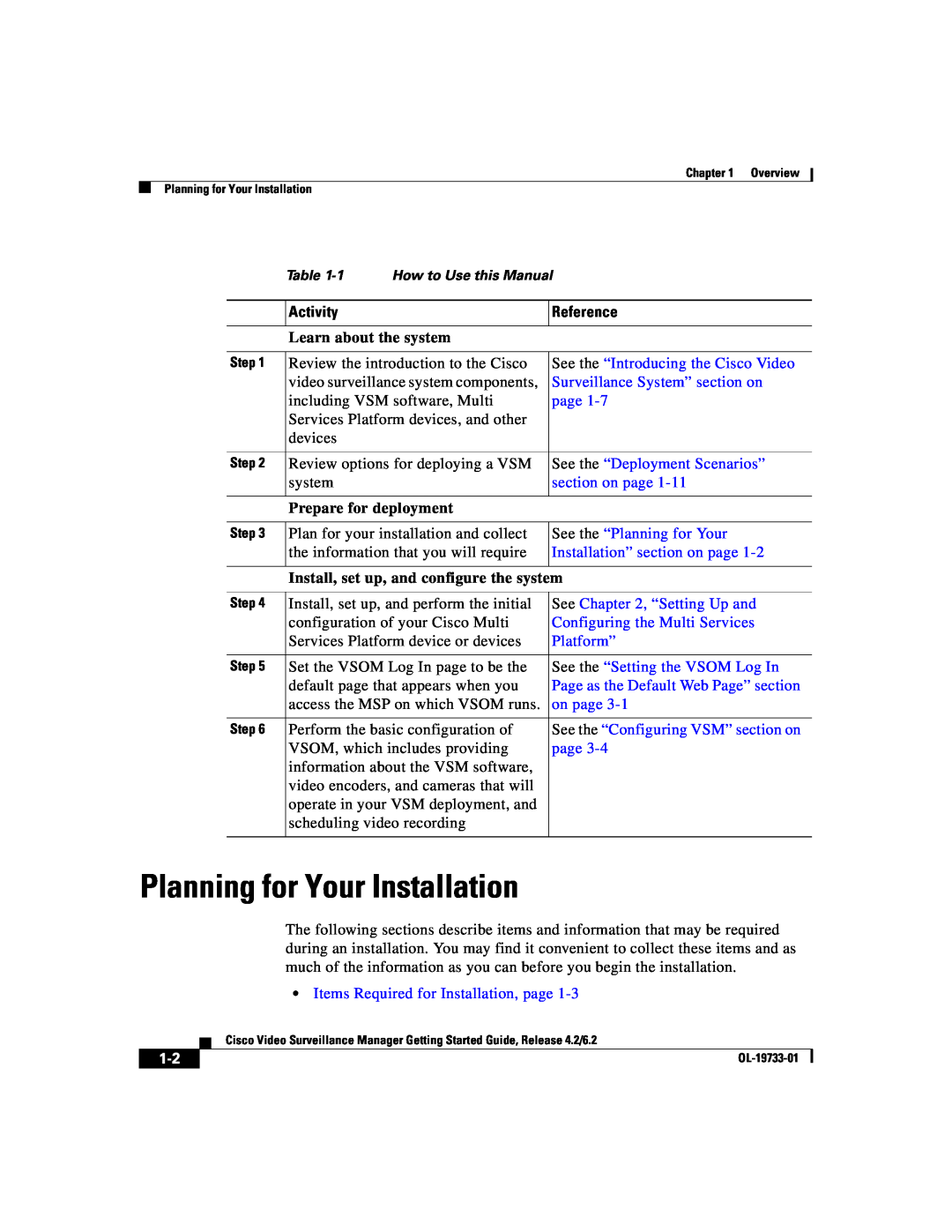 Cisco Systems 2 manual Planning for Your Installation, Activity, Reference, Learn about the system, section on page 