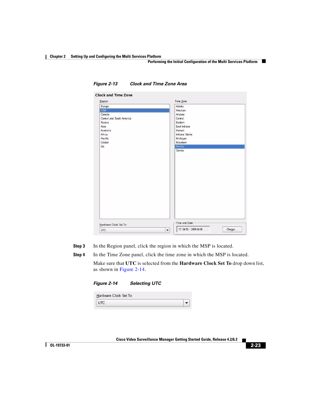 Cisco Systems Release 4.2 manual Clock and Time Zone Area 