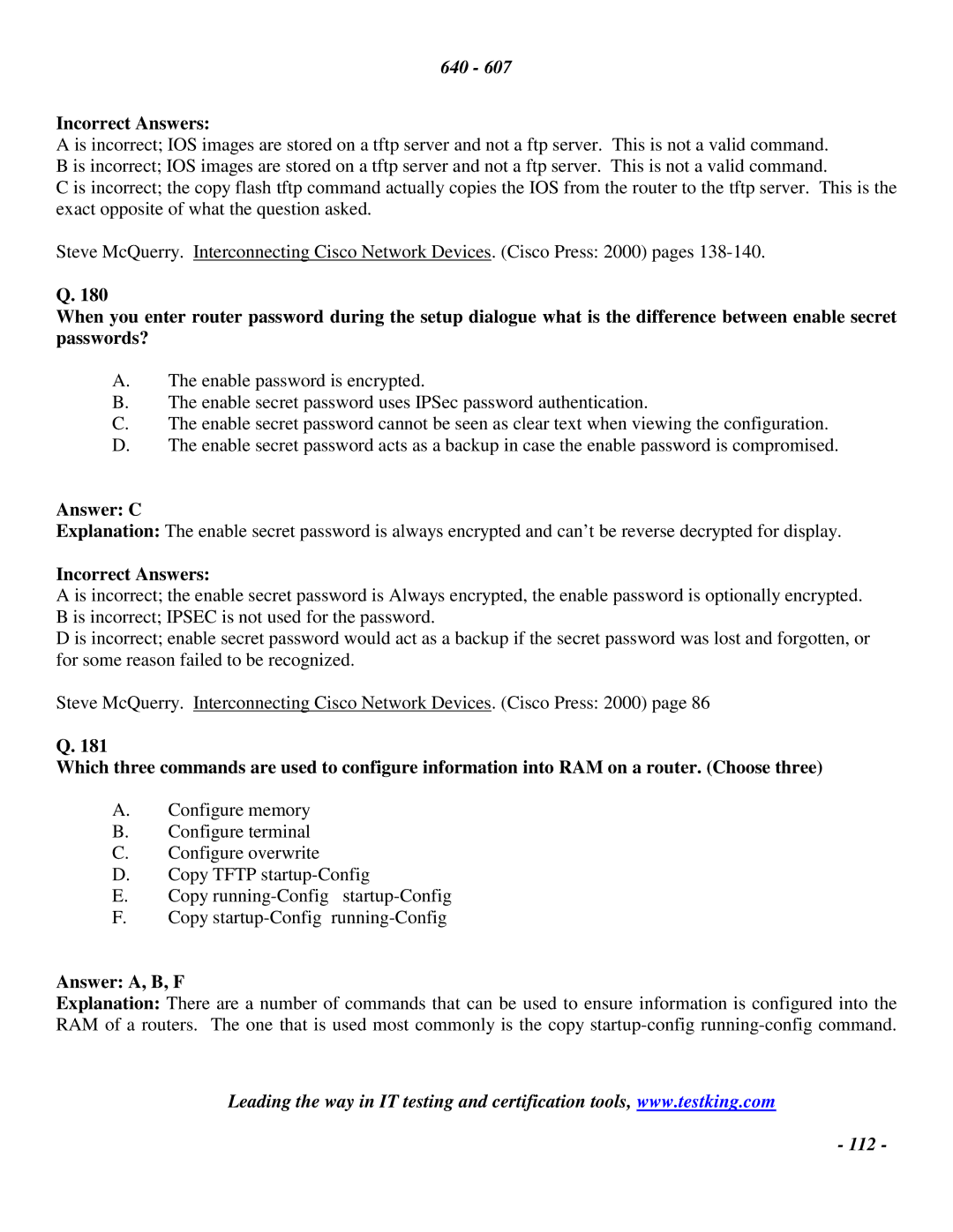 Cisco Systems 2 manual Answer C, Answer A, B, F 