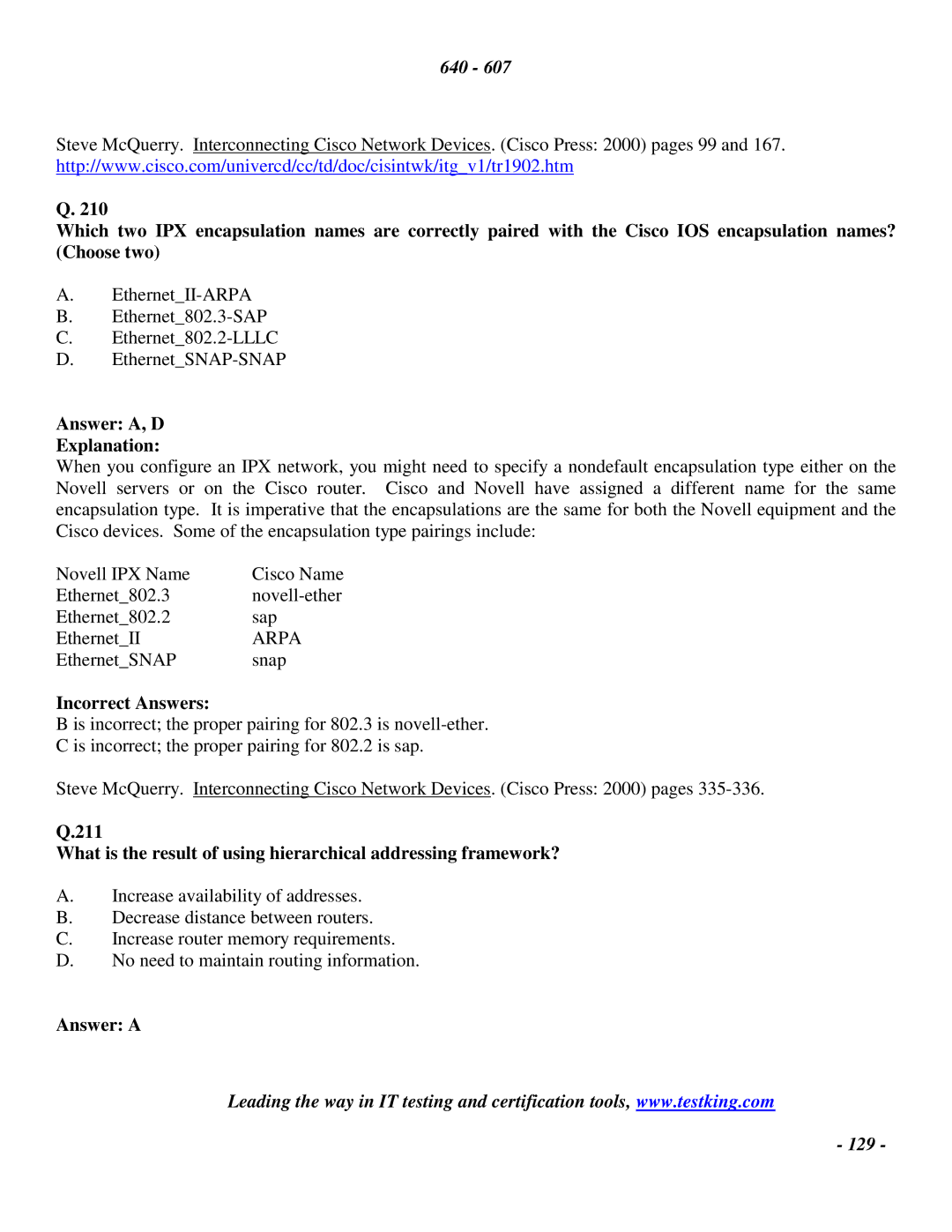 Cisco Systems 2 manual Answer A, D Explanation 