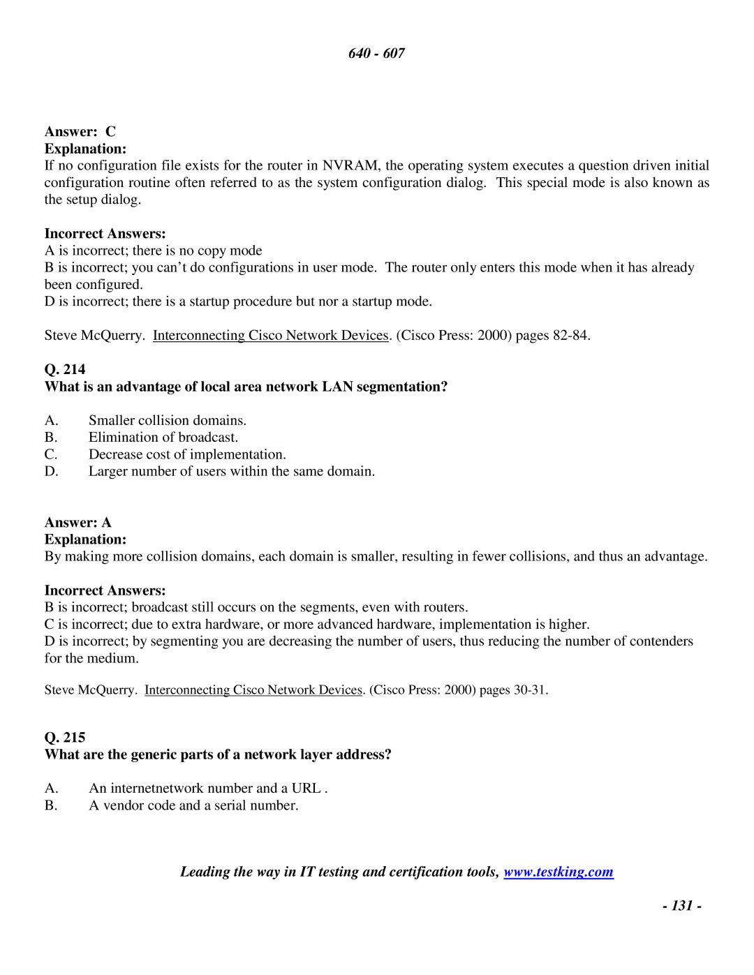 Cisco Systems 2 manual What is an advantage of local area network LAN segmentation? 