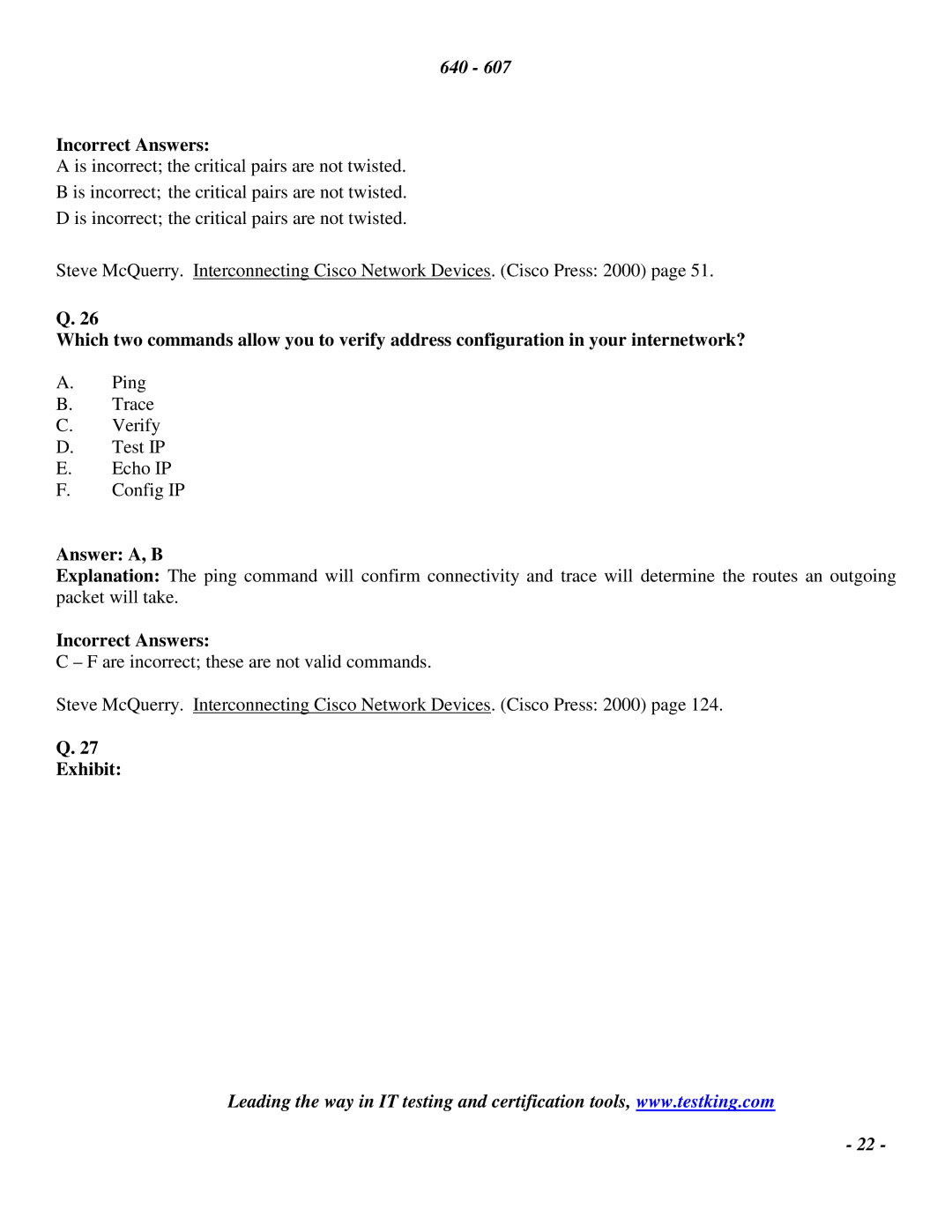 Cisco Systems 2 manual Answer A, B, Exhibit 