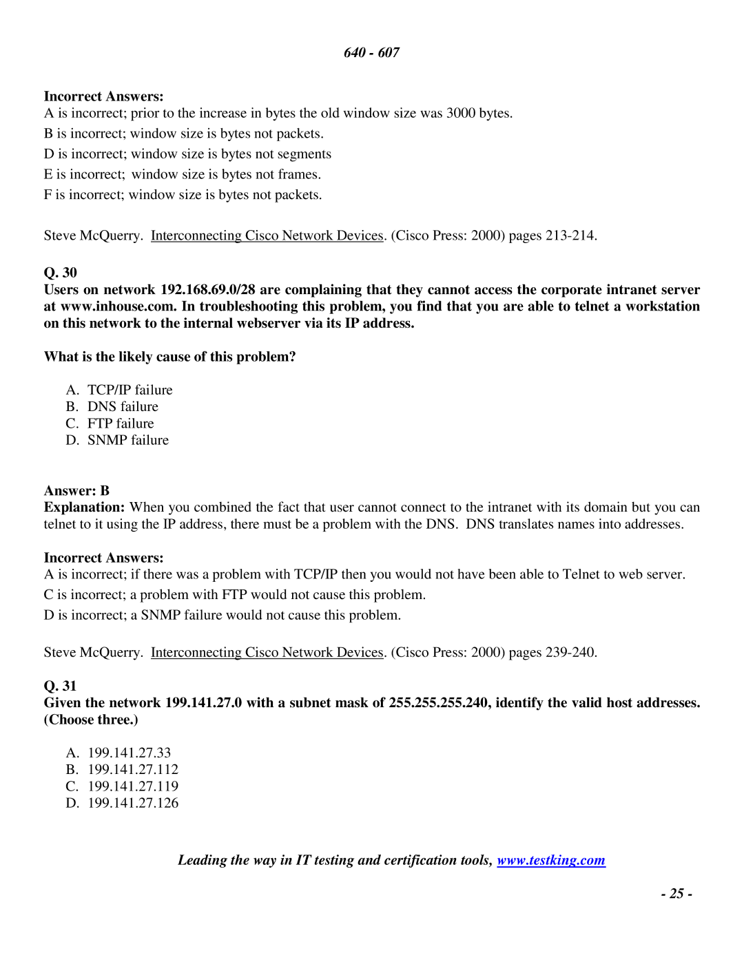 Cisco Systems 2 manual What is the likely cause of this problem?, Answer B 