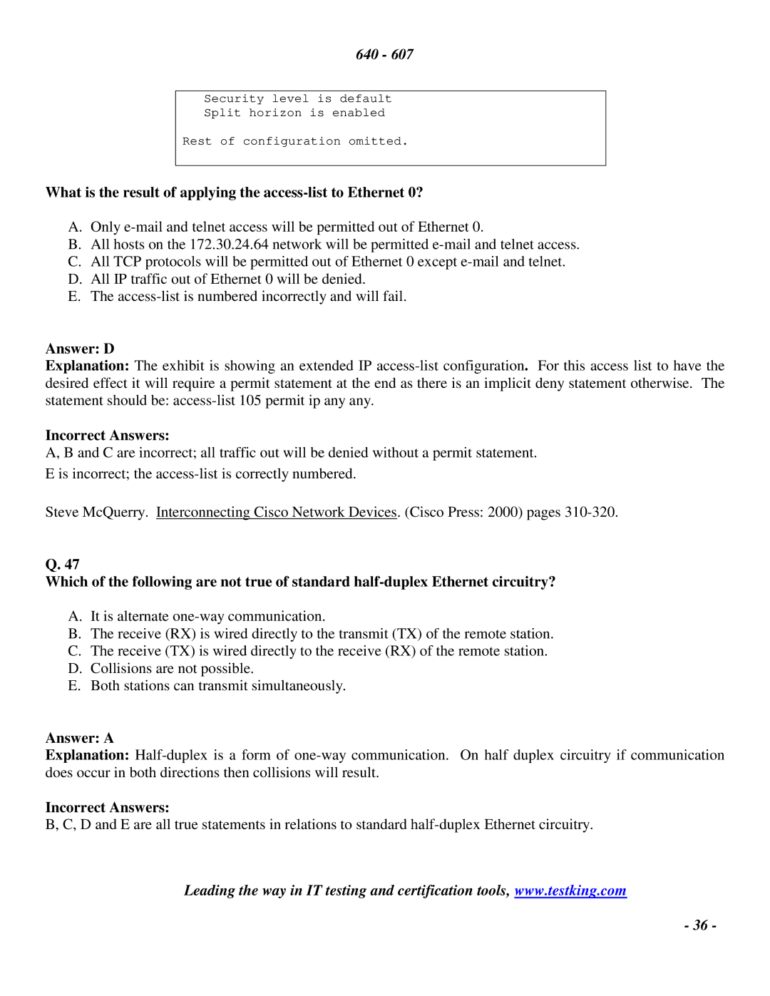 Cisco Systems 2 manual Answer D 