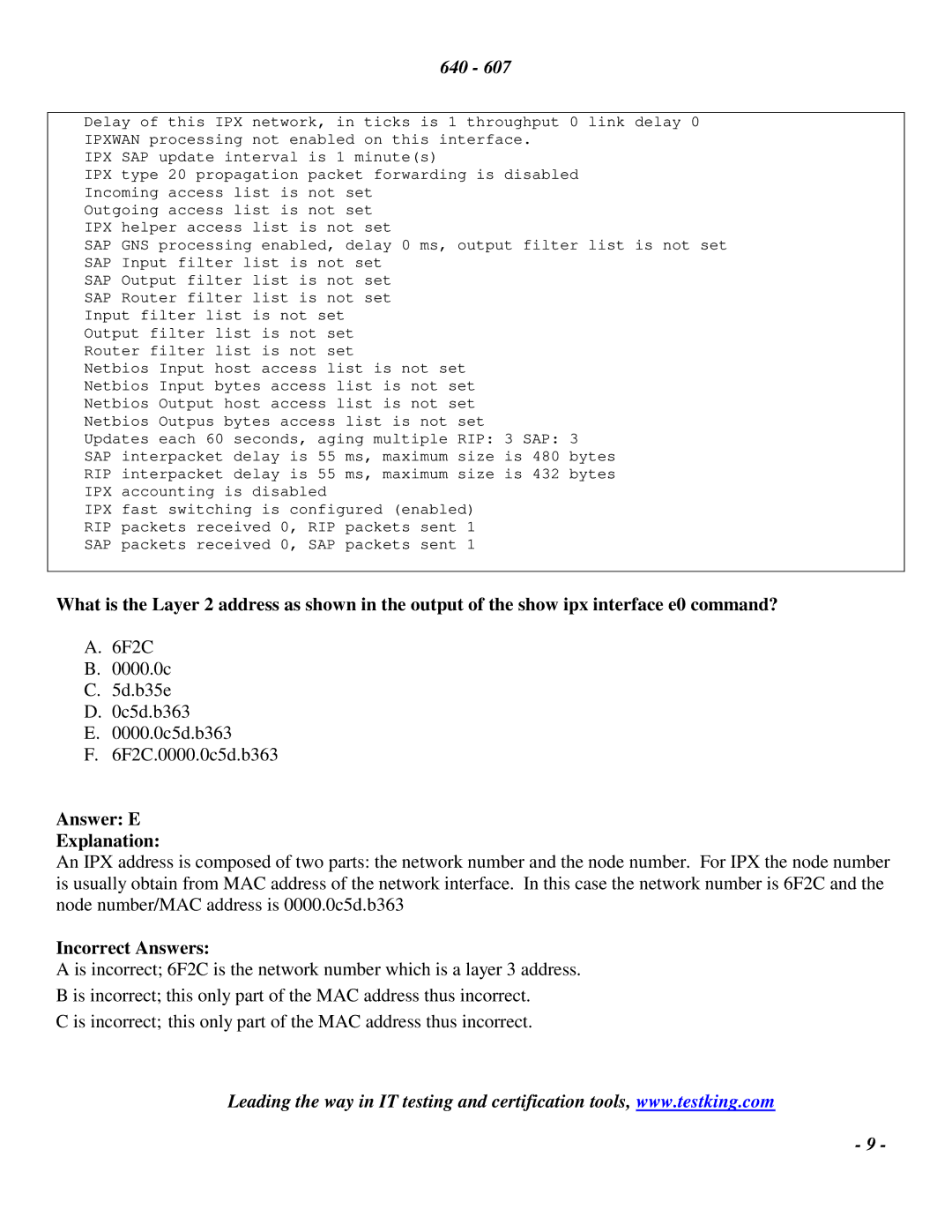 Cisco Systems 2 manual Answer E Explanation 