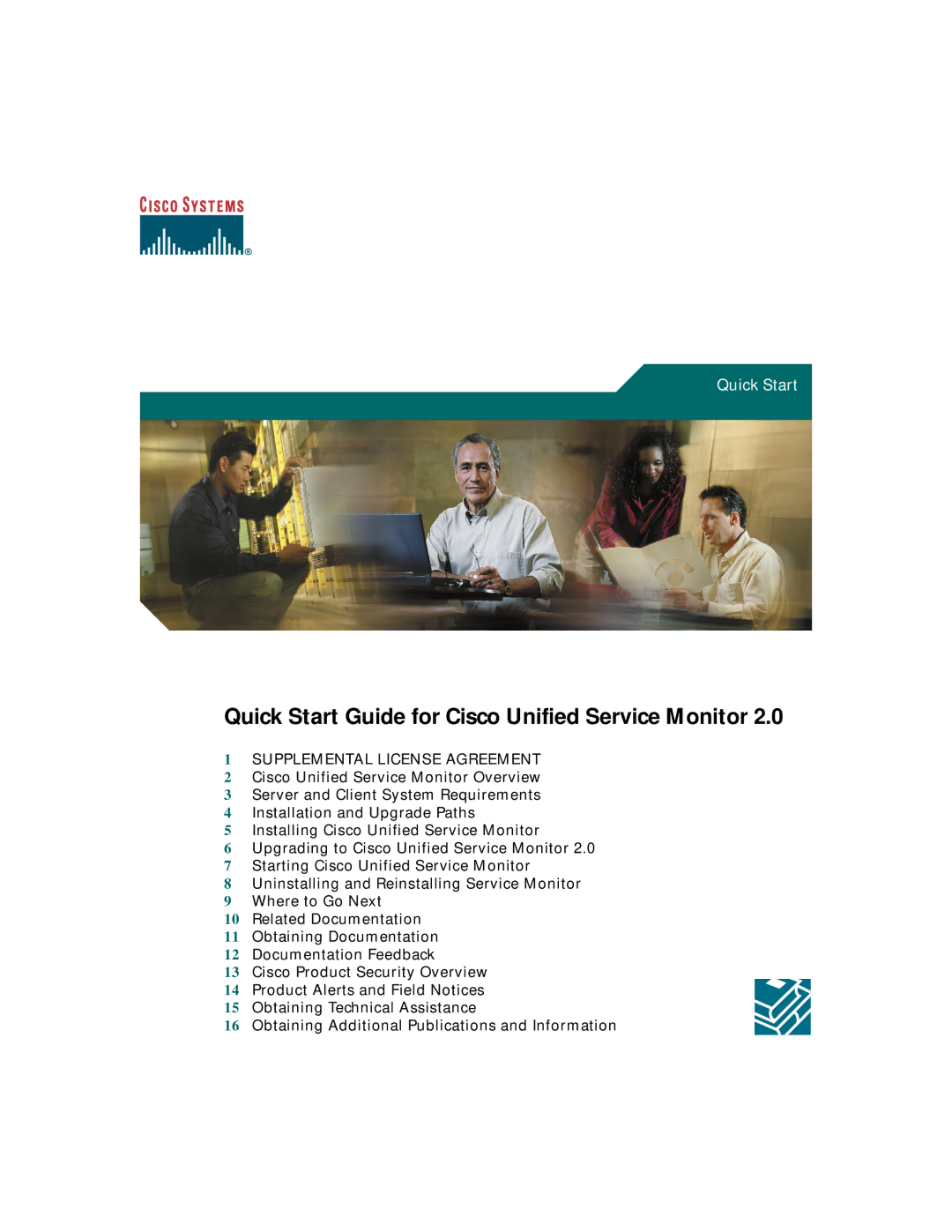 Cisco Systems 2 quick start Quick Start Guide for Cisco Unified Service Monitor 