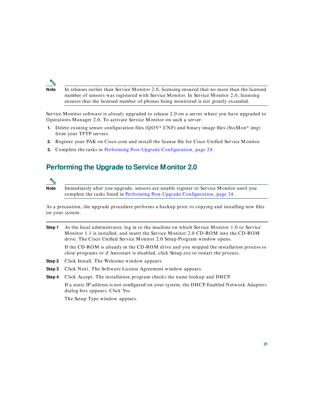 Cisco Systems 2 quick start Performing the Upgrade to Service Monitor 