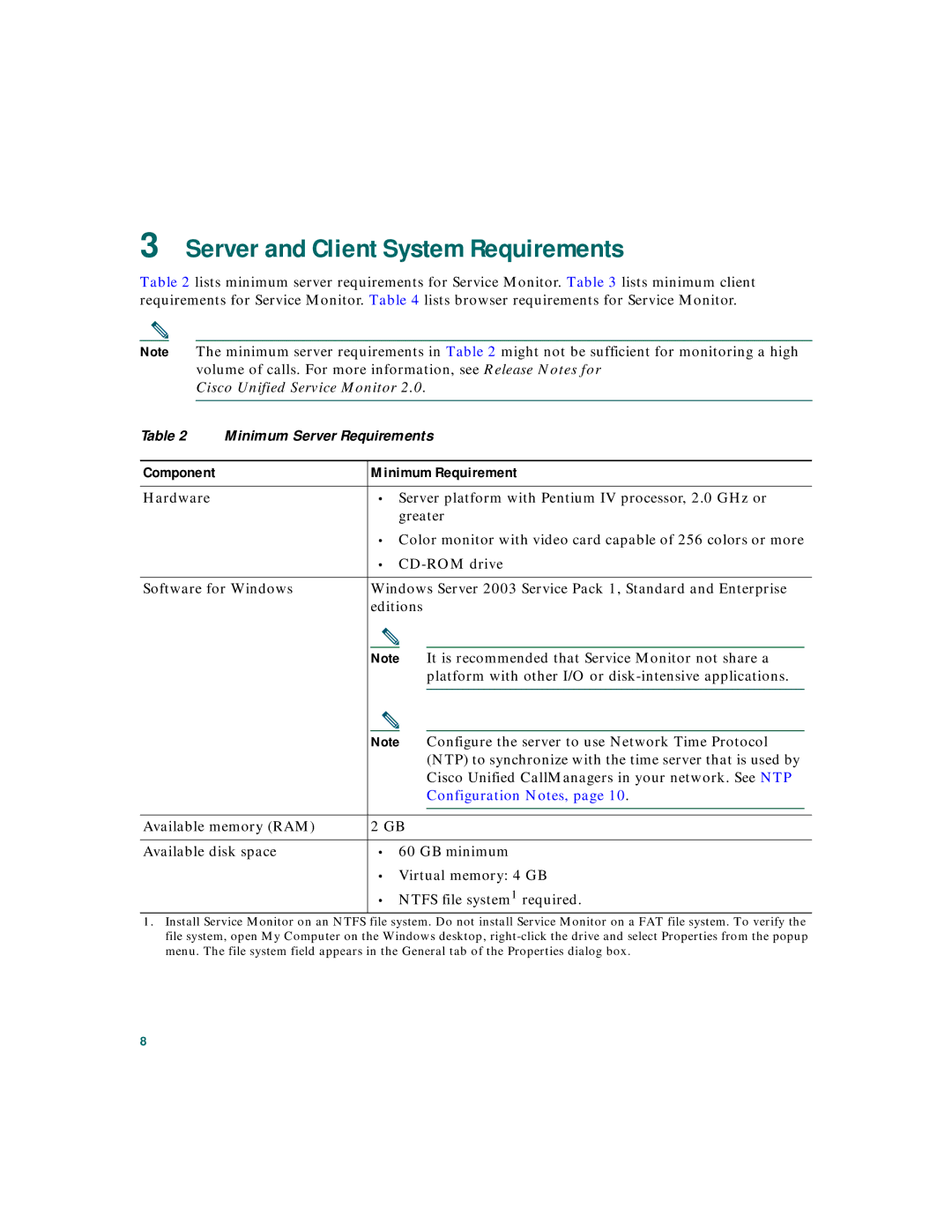 Cisco Systems 2 quick start Server and Client System Requirements, Minimum Requirement 