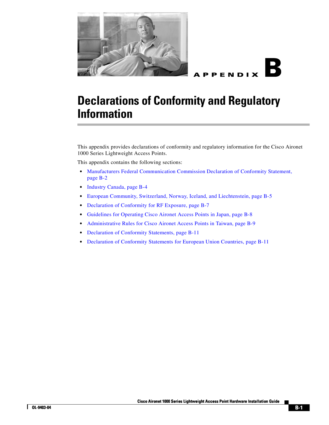 Cisco Systems 2000 appendix Declarations of Conformity and Regulatory Information, A P P E N D I X B 