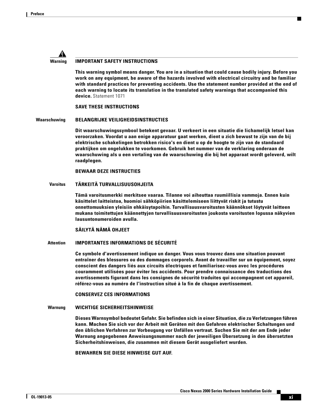 Cisco Systems 2000 manual Bewaar Deze Instructies 