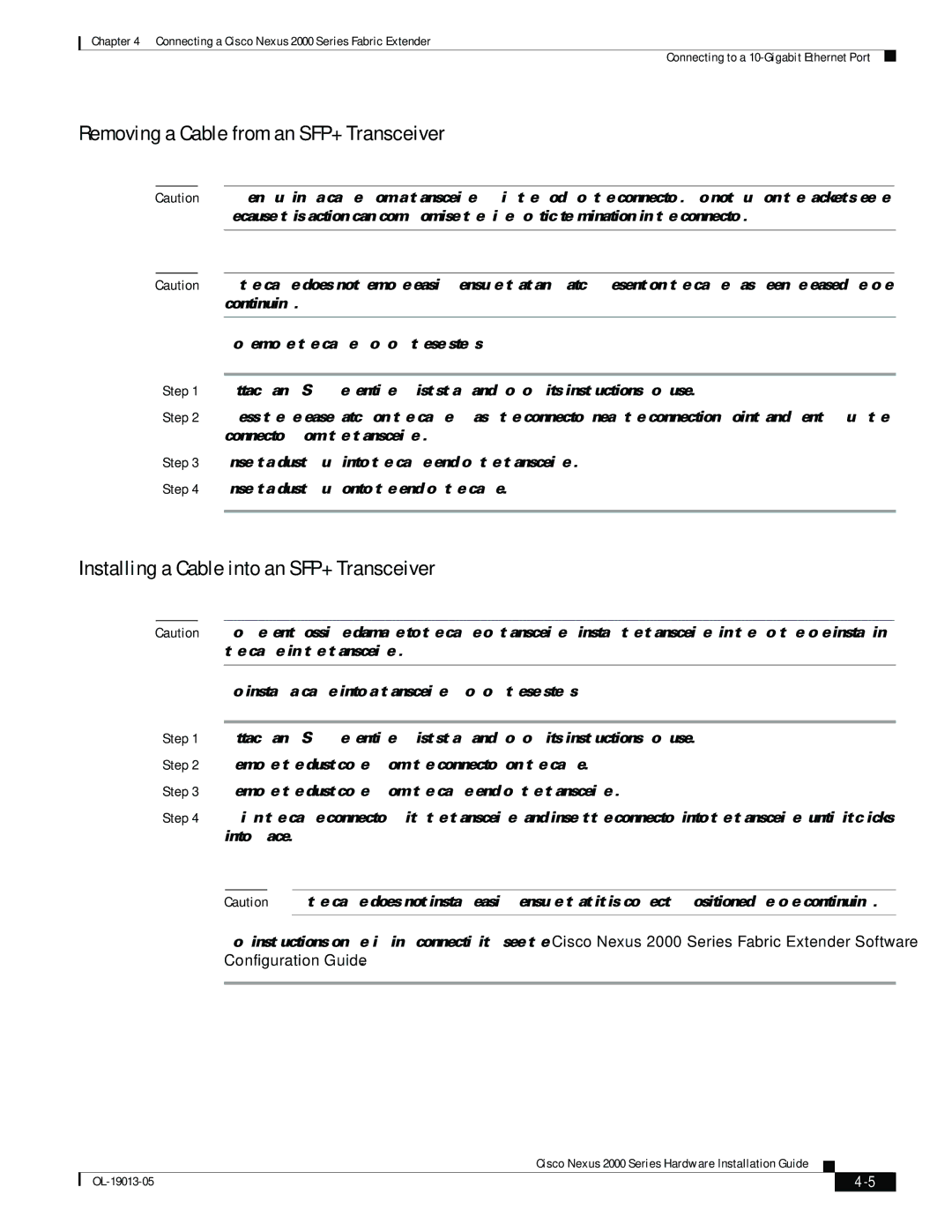 Cisco Systems 2000 manual Removing a Cable from an SFP+ Transceiver 