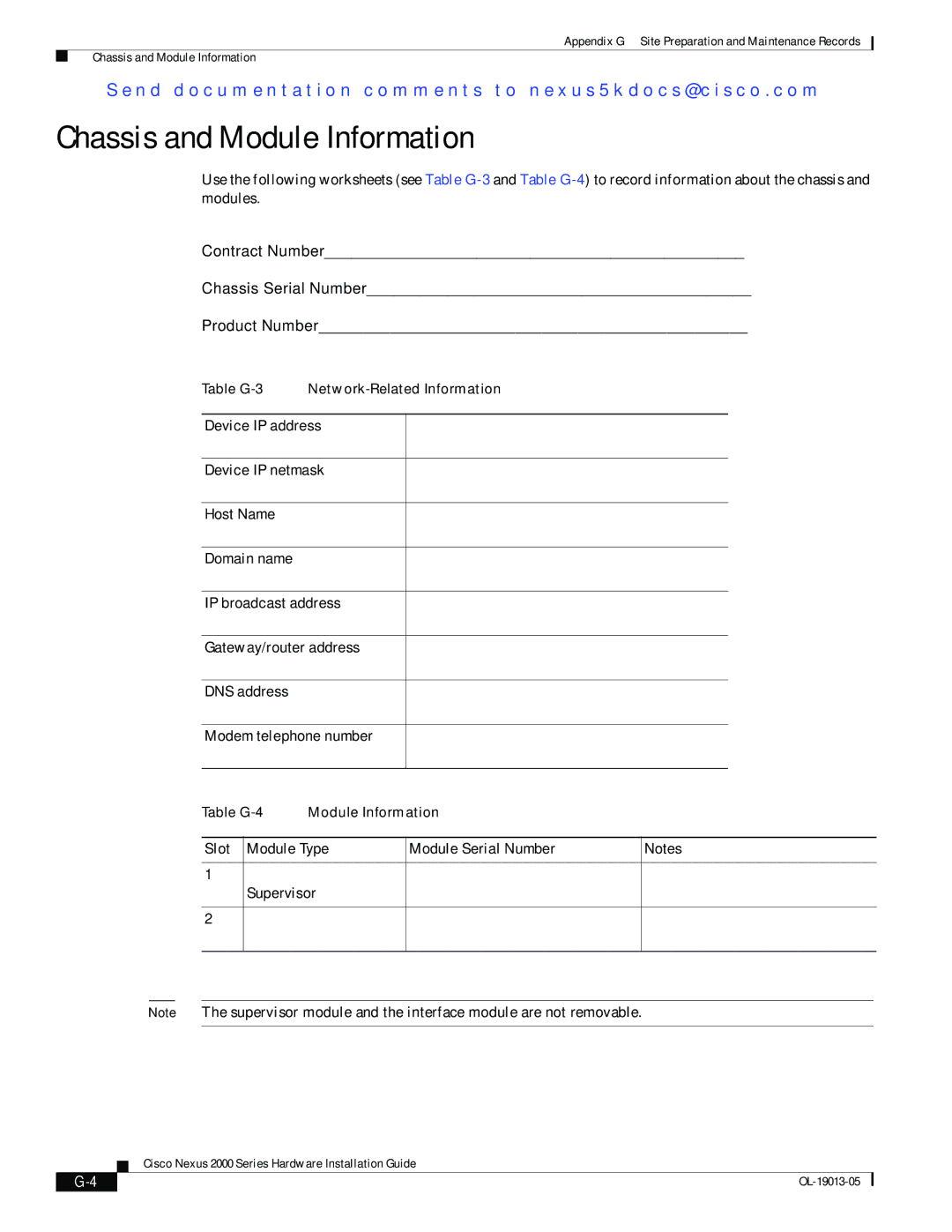 Cisco Systems 2000 manual Chassis and Module Information, Slot Module Type Module Serial Number Supervisor 