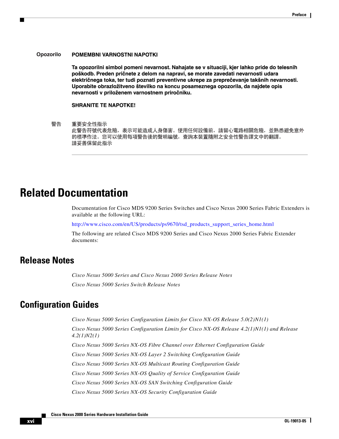 Cisco Systems 2000 manual Related Documentation, Release Notes, Configuration Guides 