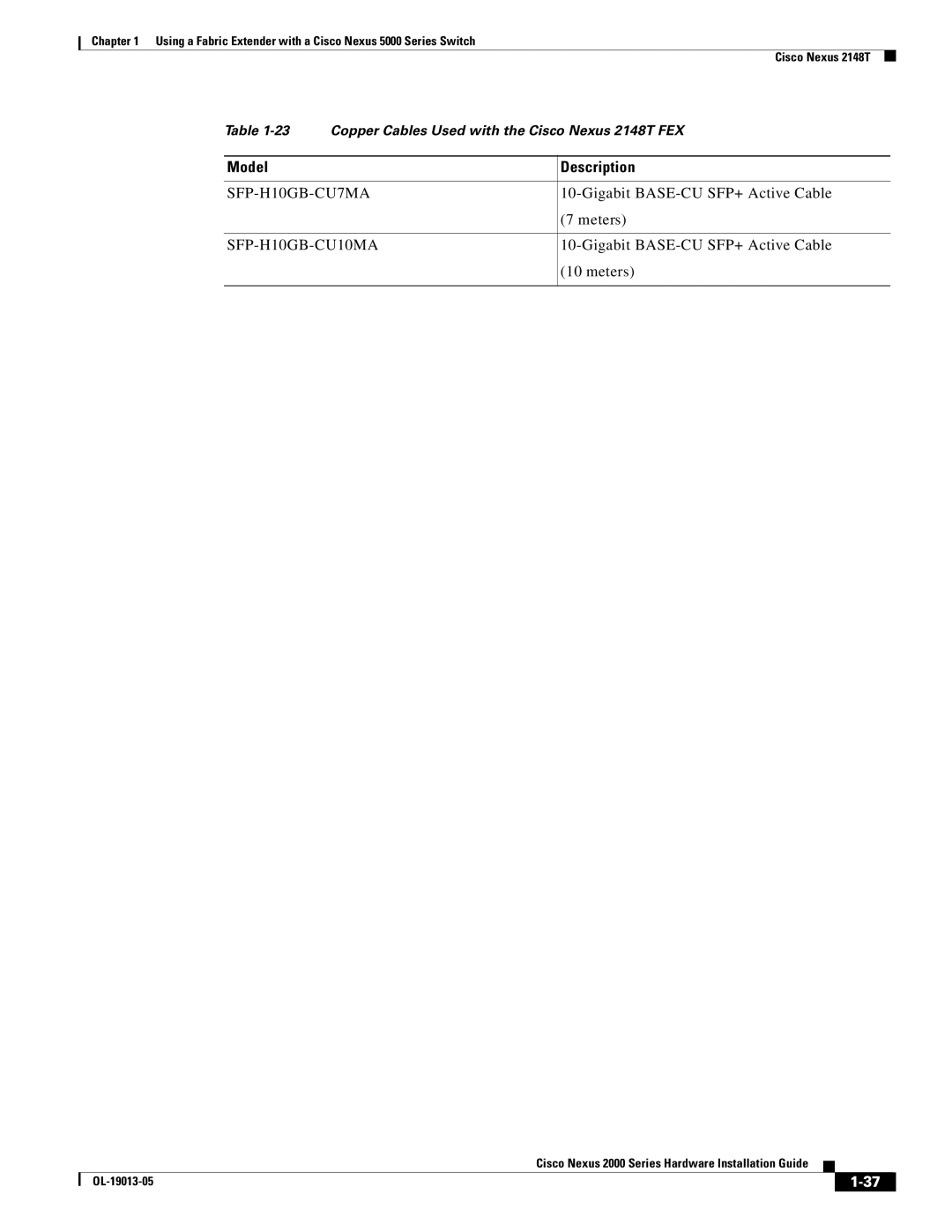 Cisco Systems 2000 manual SFP-H10GB-CU7MA 