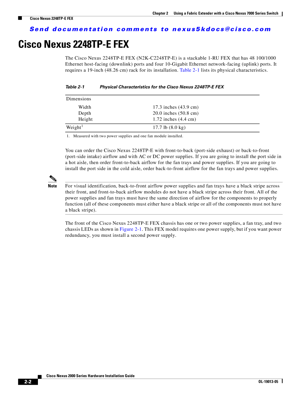 Cisco Systems 2000 manual Cisco Nexus 2248TP-E FEX 