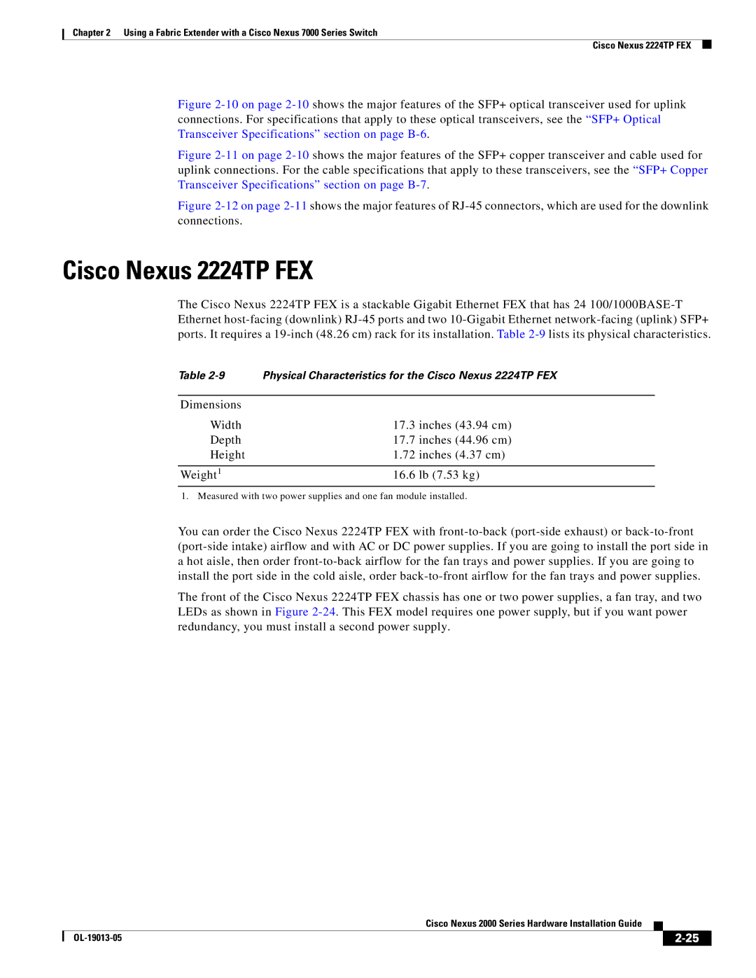 Cisco Systems 2000 manual Cisco Nexus 2224TP FEX 