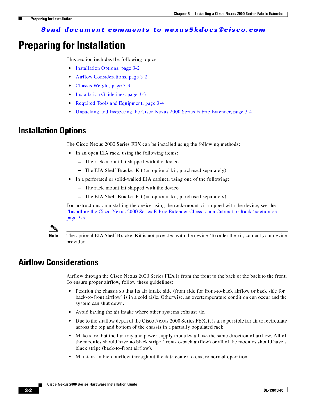 Cisco Systems 2000 manual Preparing for Installation, Installation Options, Airflow Considerations 