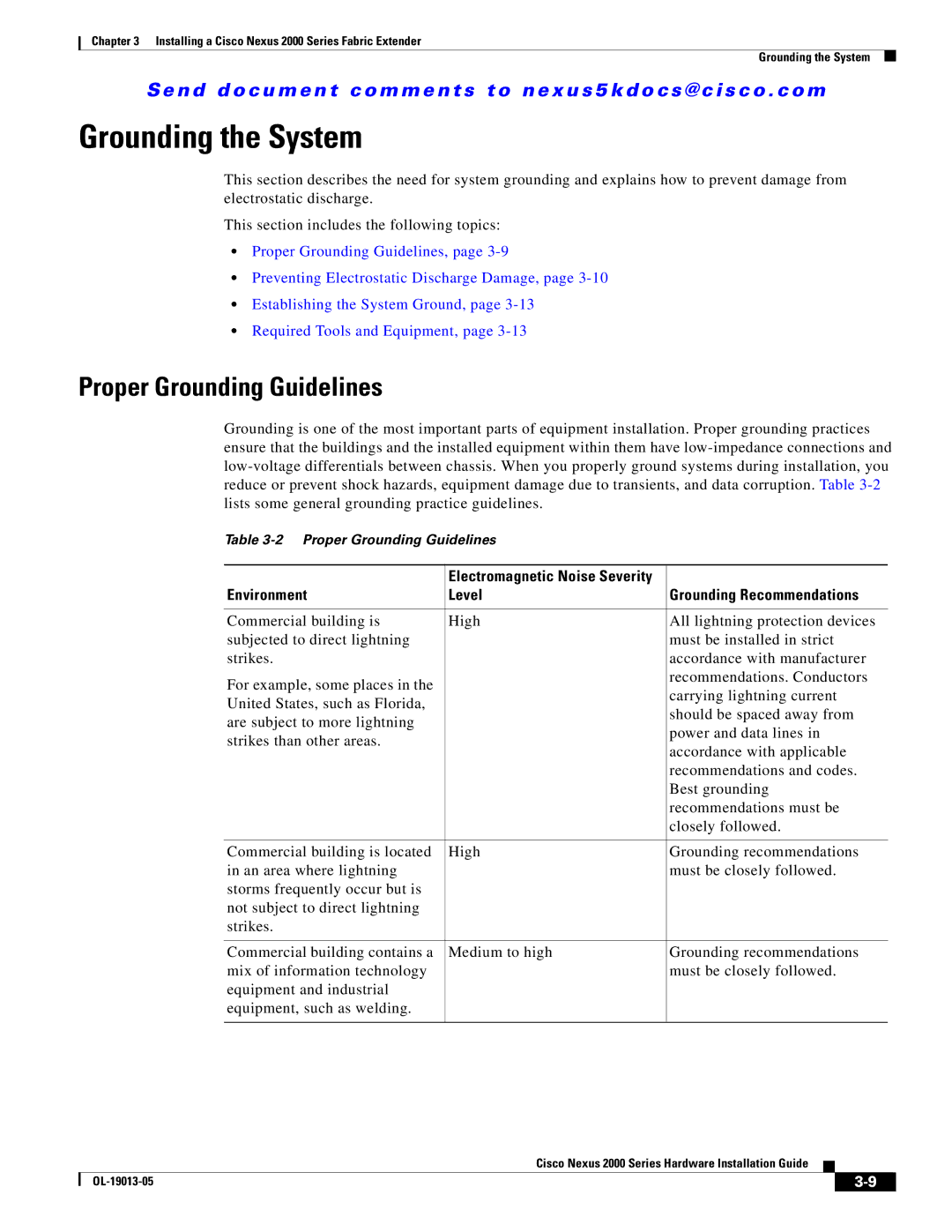 Cisco Systems 2000 manual Grounding the System, Proper Grounding Guidelines, Environment Level 