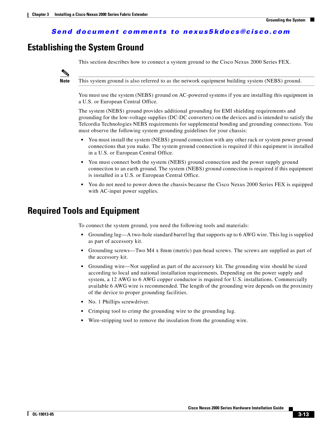 Cisco Systems 2000 manual Establishing the System Ground, Required Tools and Equipment 