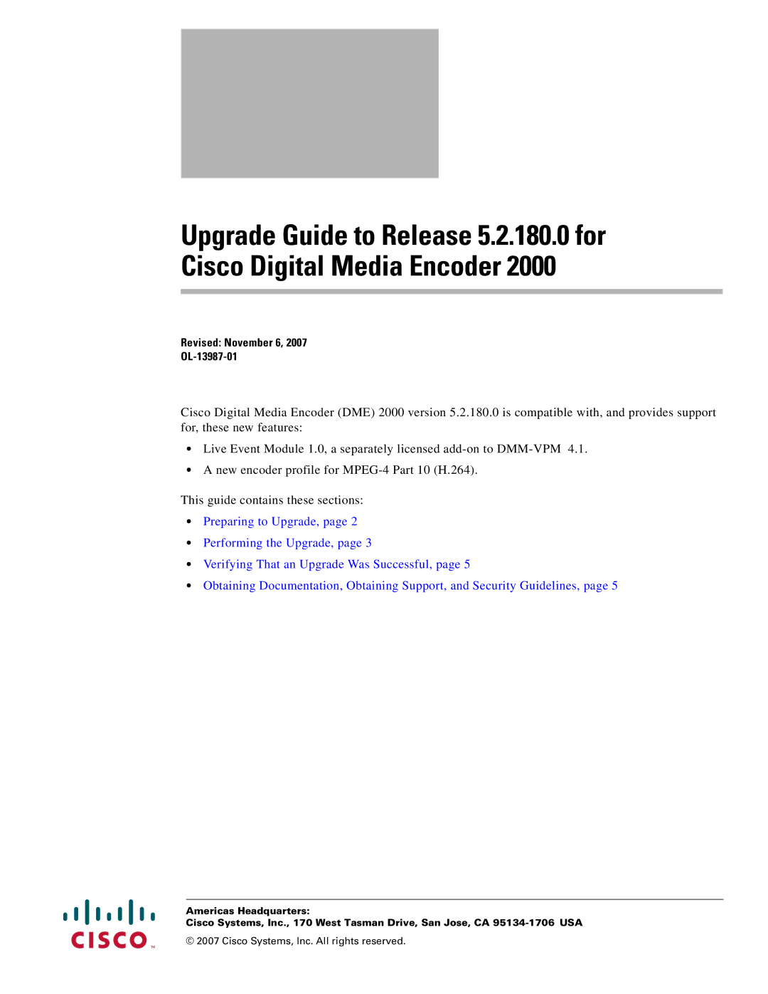 Cisco Systems 2000 manual Revised November 6 OL-13987-01 