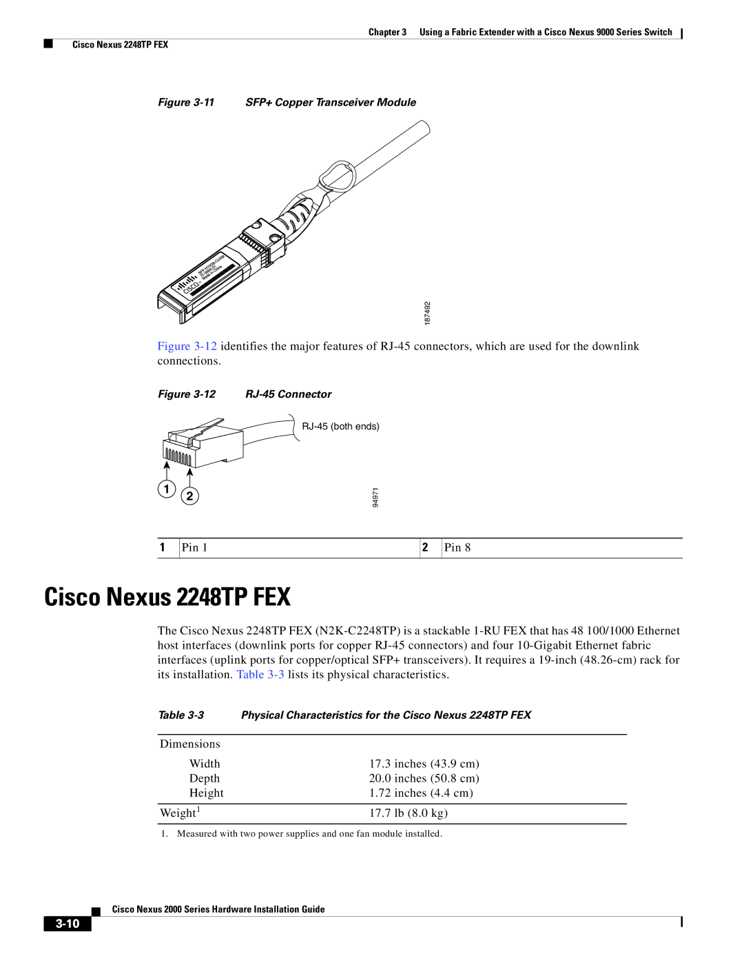 Cisco Systems 2000 manual Cisco Nexus 2248TP FEX 