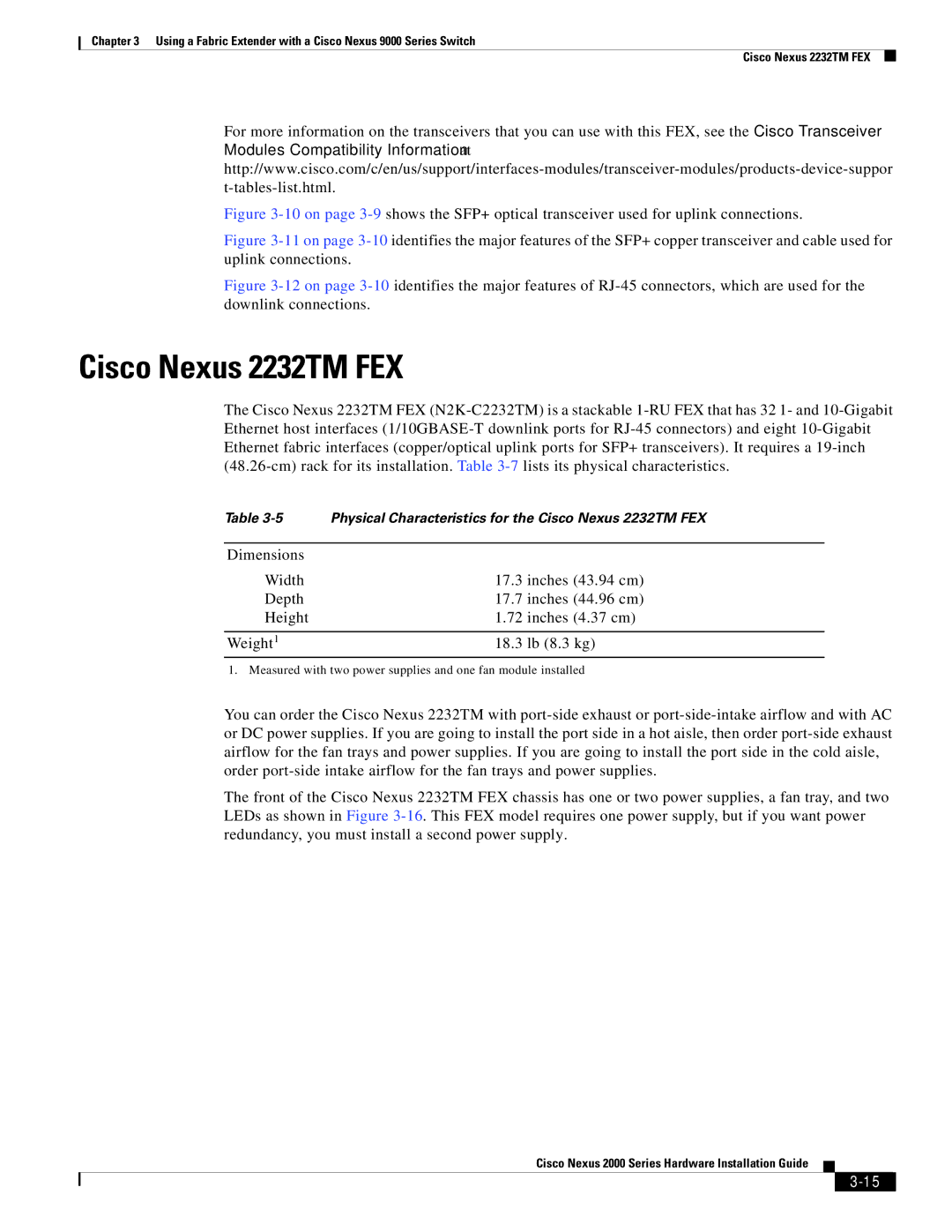 Cisco Systems 2000 manual Cisco Nexus 2232TM FEX 