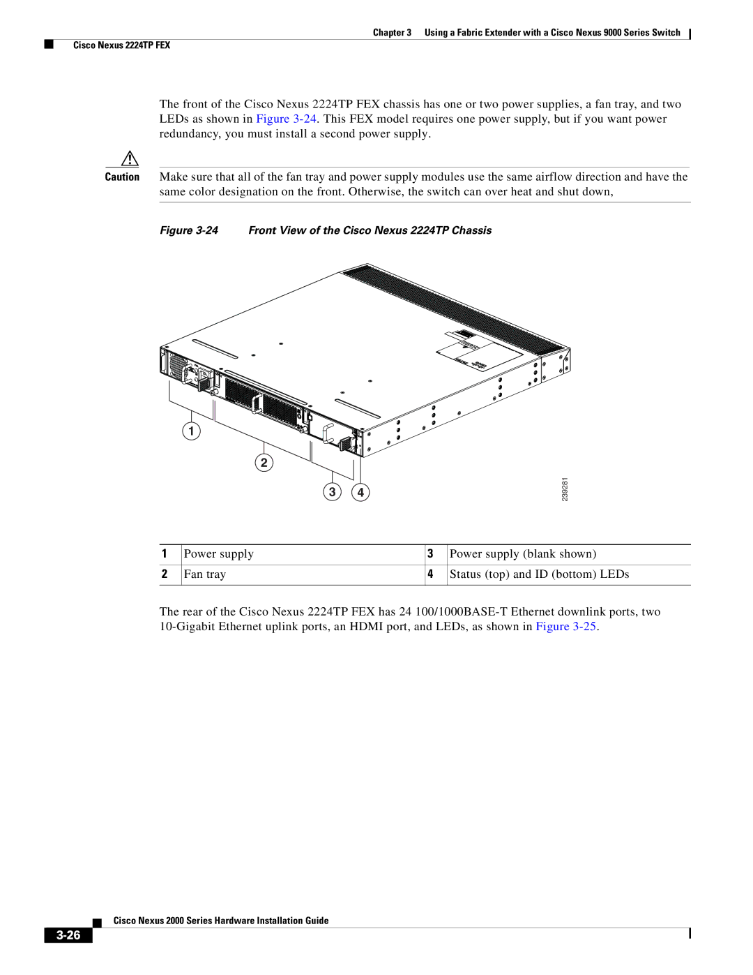 Cisco Systems 2000 manual Front View of the Cisco Nexus 2224TP Chassis 