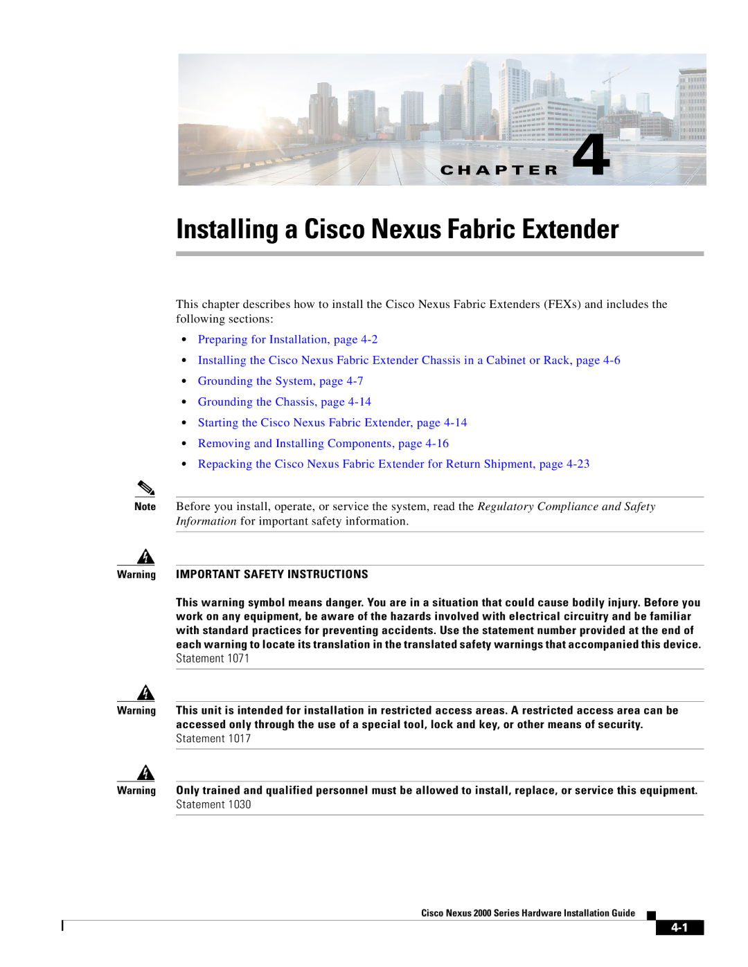 Cisco Systems 2000 manual Installing a Cisco Nexus Fabric Extender 