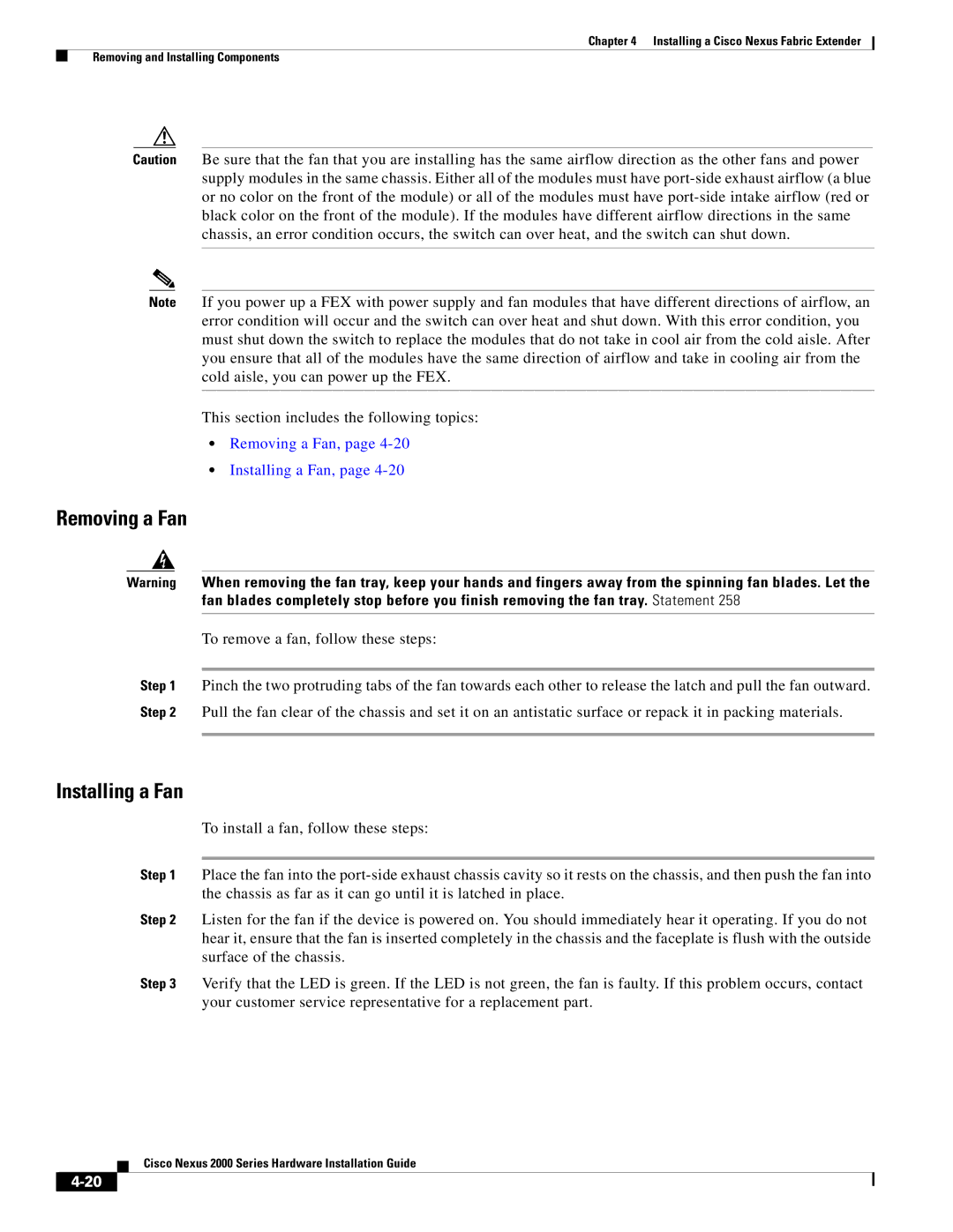 Cisco Systems 2000 manual Removing a Fan 