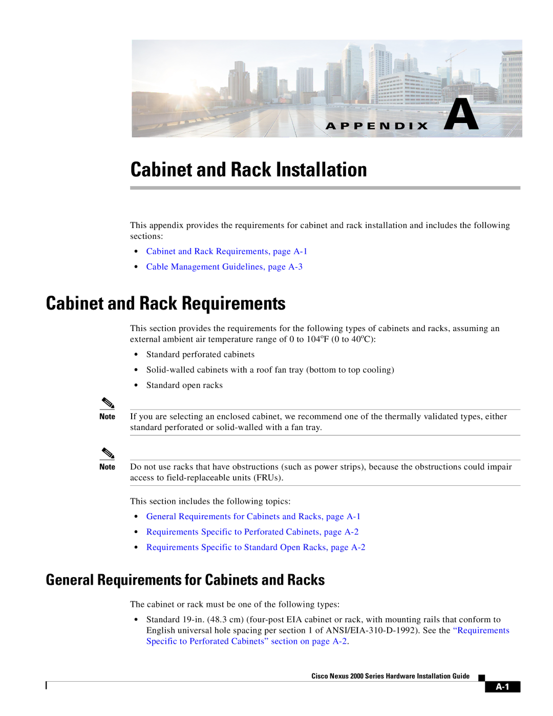 Cisco Systems 2000 manual Cabinet and Rack Requirements, General Requirements for Cabinets and Racks 