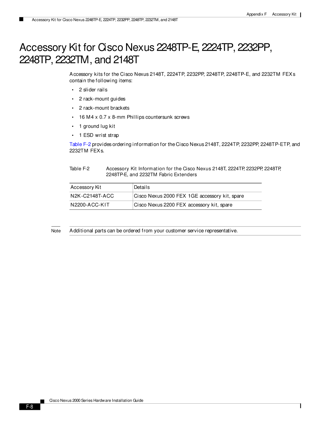 Cisco Systems 2000 manual Accessory Kit Details 