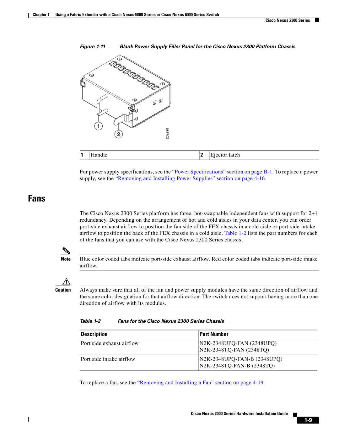 Cisco Systems 2000 manual Fans, Description Part Number 