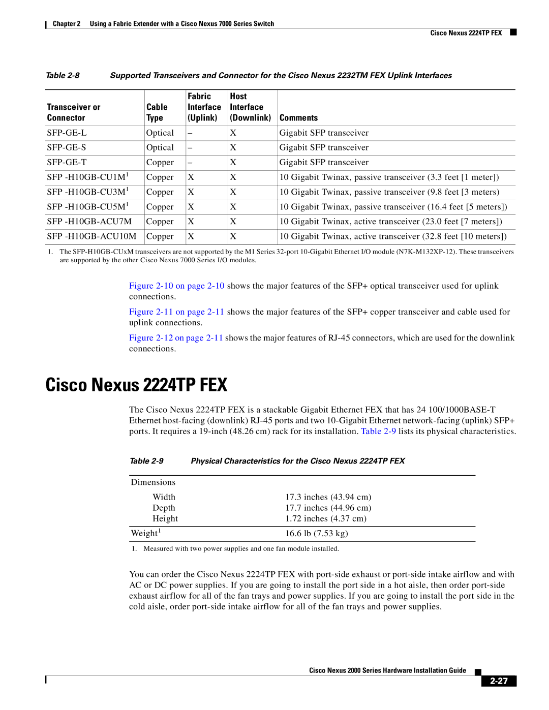 Cisco Systems 2000 manual Cisco Nexus 2224TP FEX 