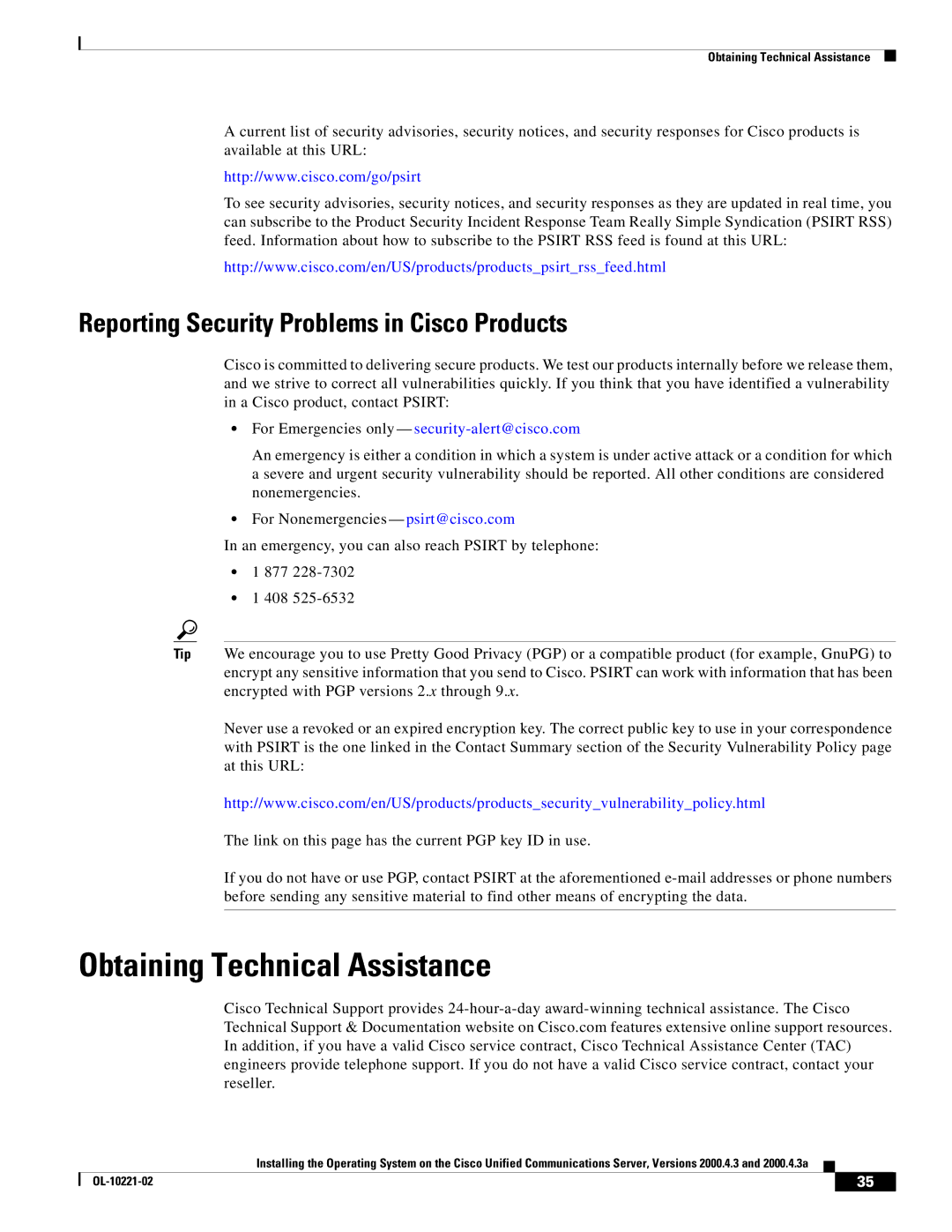 Cisco Systems 2000.4.3a manual Obtaining Technical Assistance, Reporting Security Problems in Cisco Products 