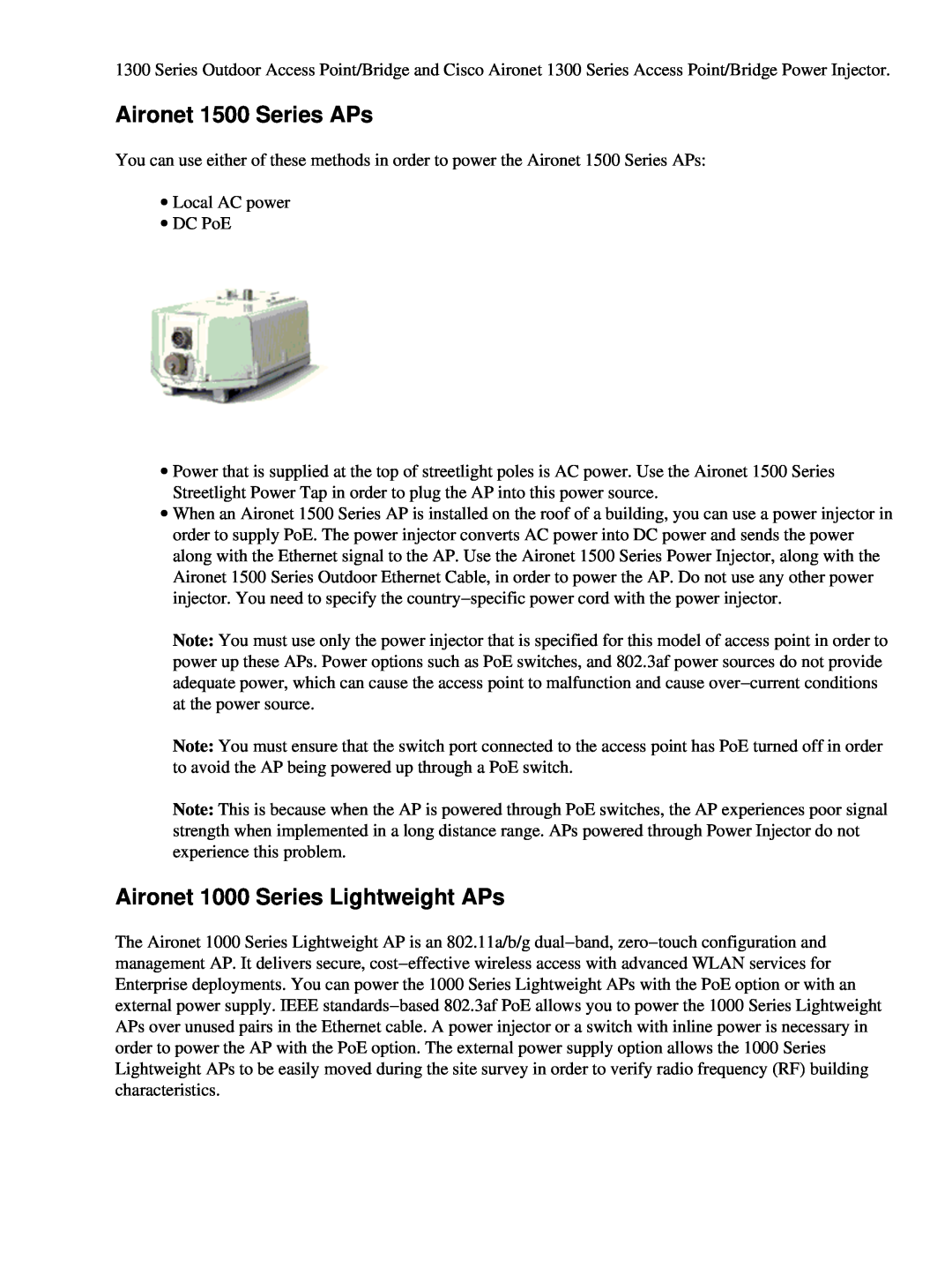 Cisco Systems UCSCRAIDMZ220, 2008M-8i manual Aironet 1500 Series APs, Aironet 1000 Series Lightweight APs 