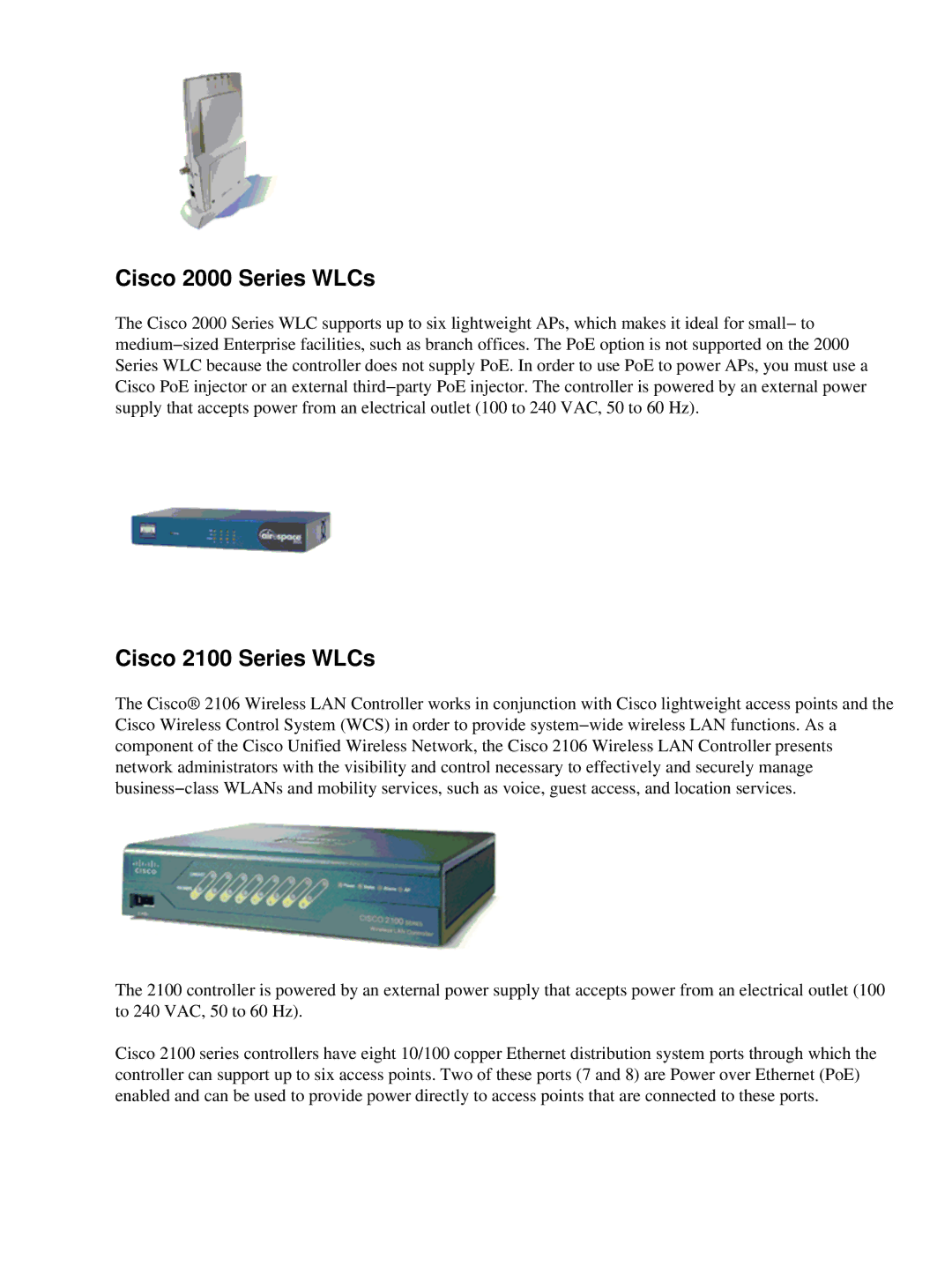 Cisco Systems 2008M-8i, UCSCRAIDMZ220 manual Cisco 2000 Series WLCs, Cisco 2100 Series WLCs 