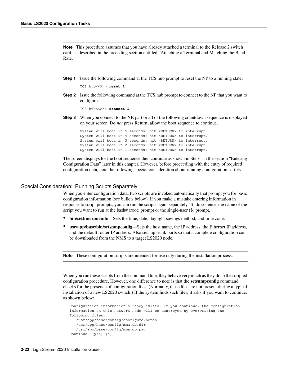 Cisco Systems manual Special Consideration Running Scripts Separately, LightStream 2020 Installation Guide 