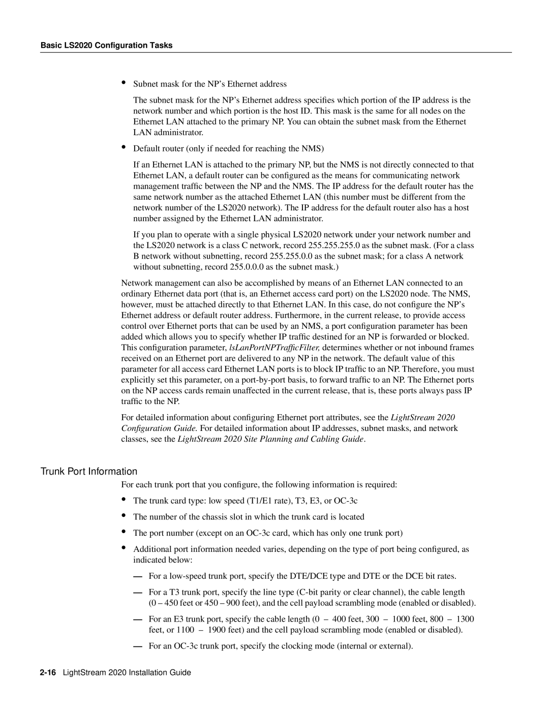 Cisco Systems 2020 manual Trunk Port Information 