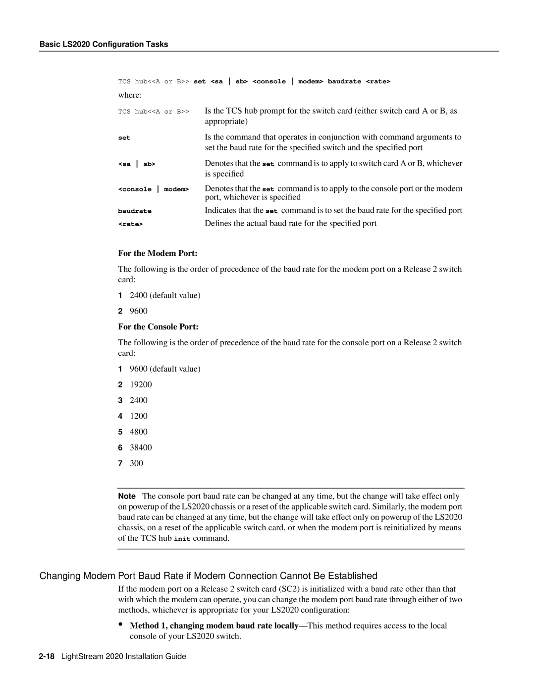 Cisco Systems 2020 manual For the Modem Port 