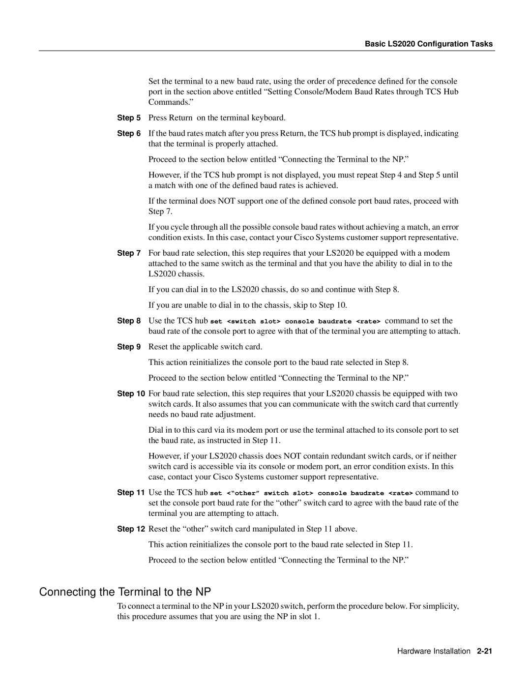 Cisco Systems 2020 manual Connecting the Terminal to the NP 