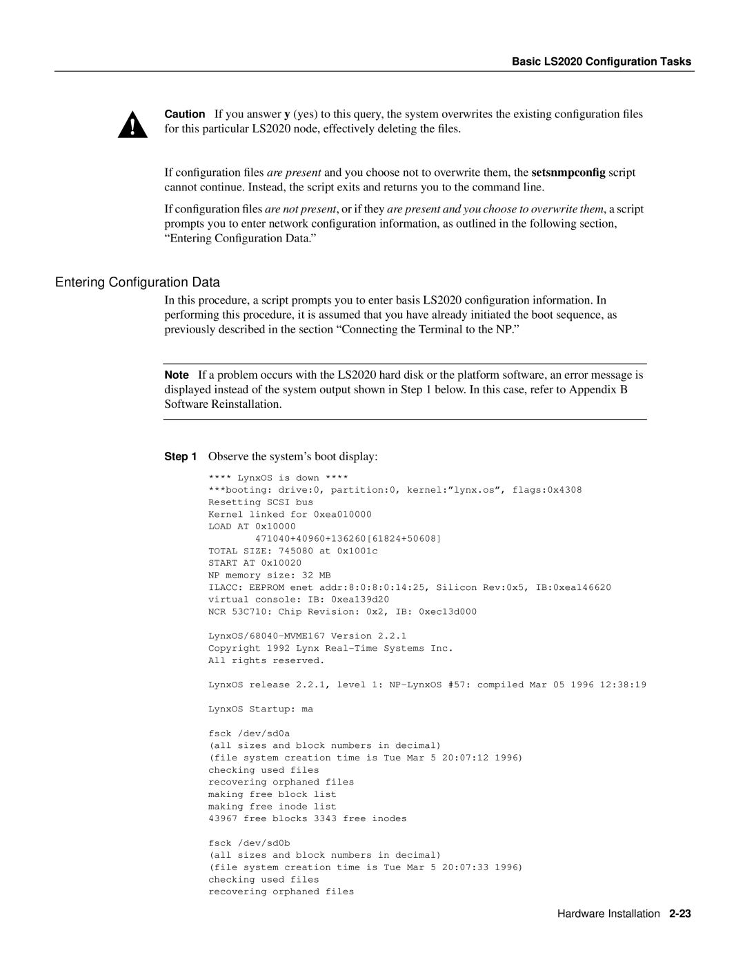 Cisco Systems 2020 manual Entering Conﬁguration Data 