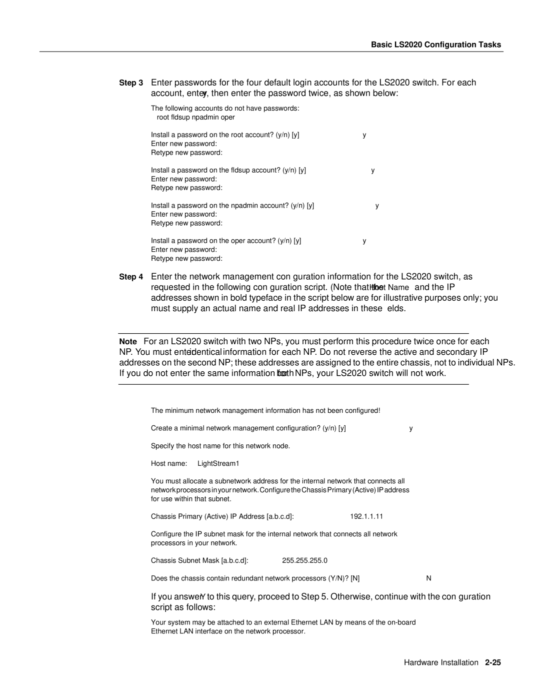 Cisco Systems 2020 manual Host name LightStream1 