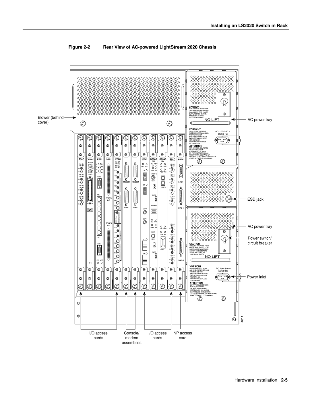 Cisco Systems manual Rear View of AC-powered LightStream 2020 Chassis 