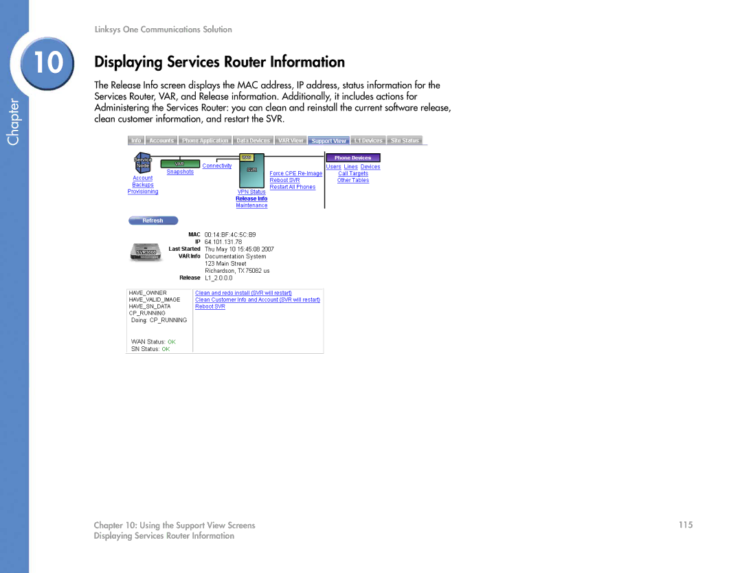 Cisco Systems 2.1 manual Displaying Services Router Information 