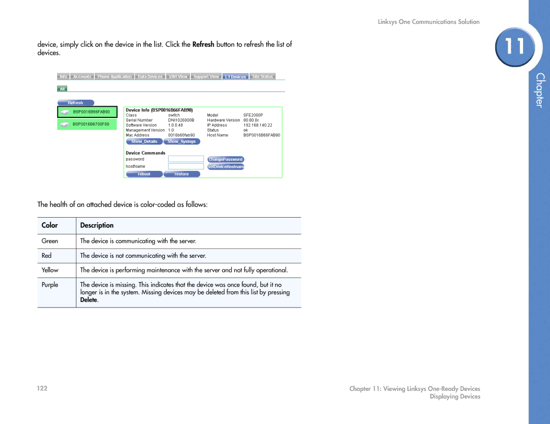 Cisco Systems 2.1 manual Viewing Linksys One-Ready Devices Displaying Devices 